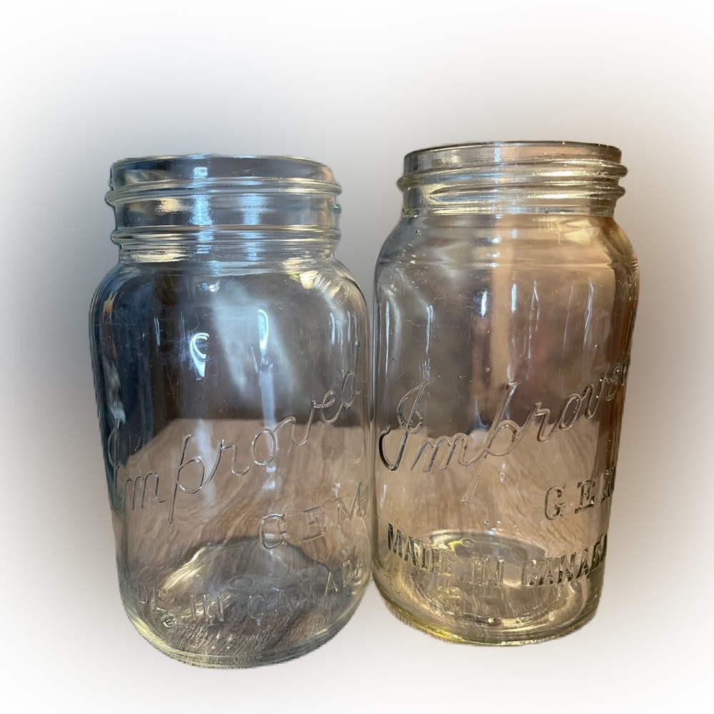 2 Vintage Improved Gem made in Canada jars